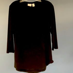 Women’s black Chico’s blouse size 1x.  Polyester 95% and 5% Elastane.